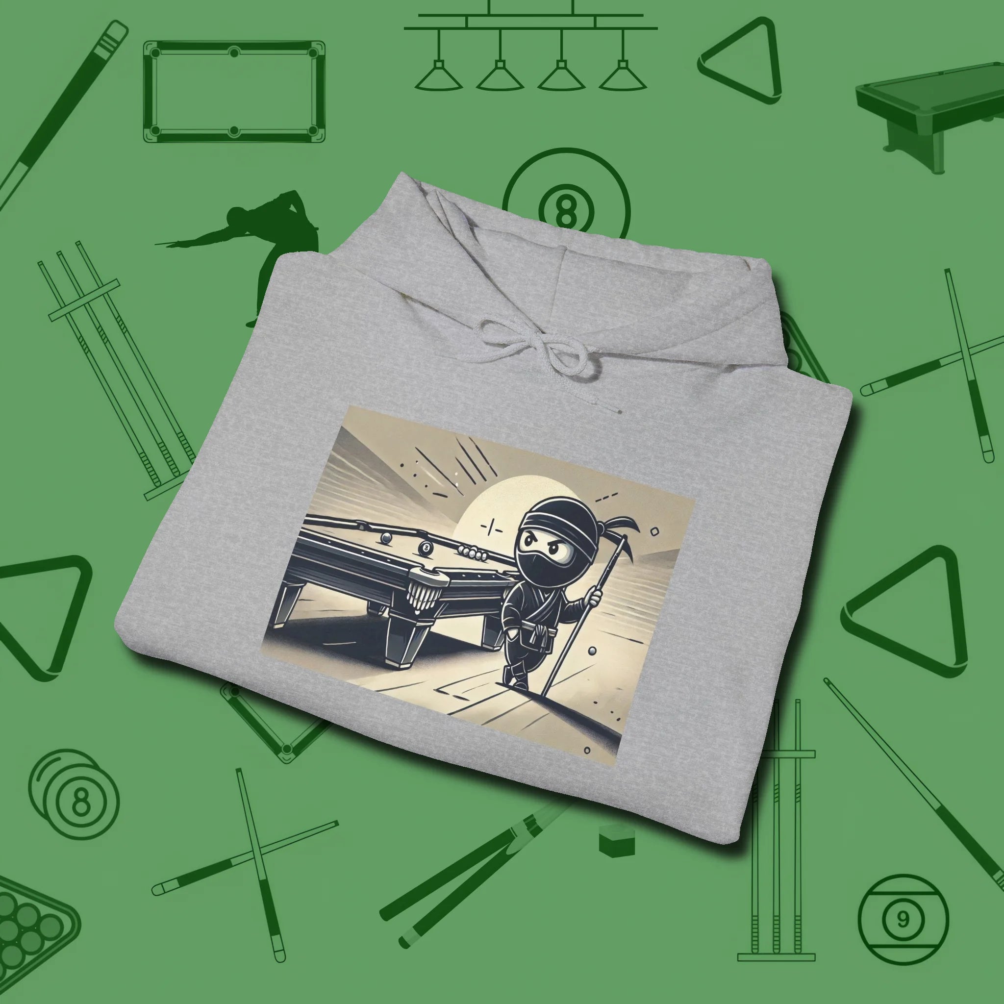 Irate Ninja Hoodie, folded view, in Sport Grey your secret weapon off the table