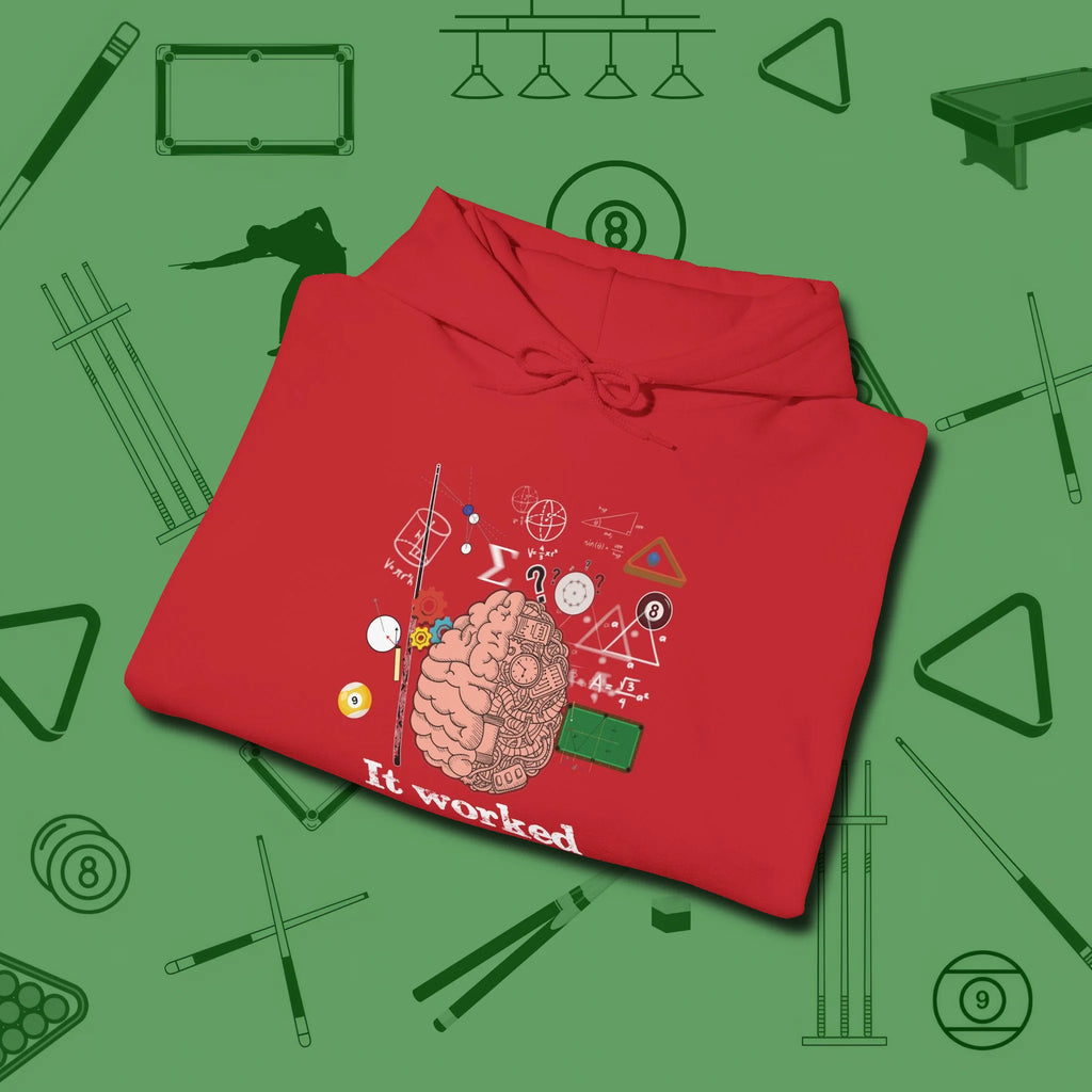 It Worked In My Head Hoodie, folded view, in Red your secret weapon off the table