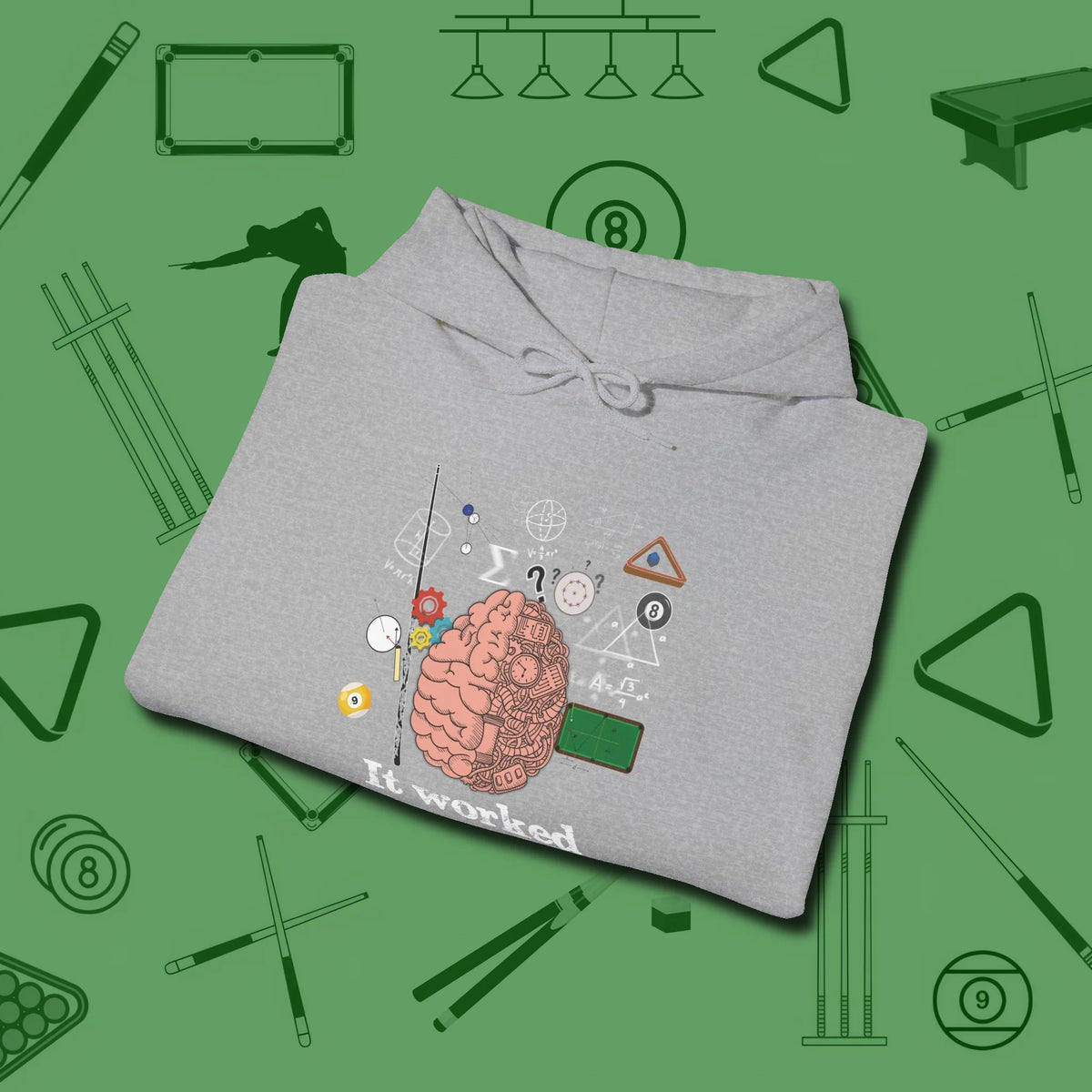 It Worked In My Head Hoodie, folded view, in Sport Grey for shooters who dress like they play: sharp