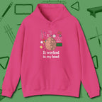 It Worked In My Head Hoodie, front view, in Heliconia what champions wear between racks