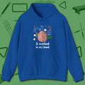 It Worked In My Head Hoodie, front view, in Royal your secret weapon off the table