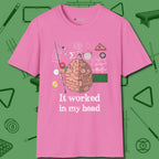 It Worked In My Head T-Shirt, front view, in Azalea subtle drip for serious shooters