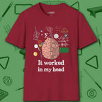 It Worked In My Head T-Shirt, in Cardinal Red color, billiards shirt, front view