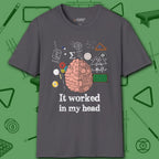 It Worked In My Head T-Shirt, in Charcoal color, billiards shirt, front view