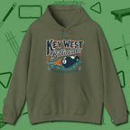 Key West Billiards Hoodie, front view, in Military Green your go-to shirt for league night victories