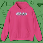 Kick Shot Billiards Hoodie, front view, in Heliconia cool enough for a corner pocket finish
