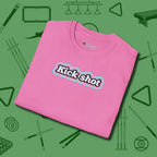 Kick Shot Billiards T-Shirt, folded view, in Azalea where cue control meets personal style