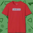 Kick Shot Billiards T-Shirt, front view, in Red precise, confident, always in control