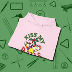 Kiss My Balls Holiday Hoodie, folded view, in Light Pink make every shot — and outfit — count