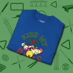 Kiss My Balls Holiday T-Shirt, folded view, in Royal because you don’t just play — you represent