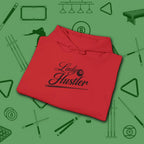 Lady Hustler Hoodie, in Red color, billiards hoodie, folded view