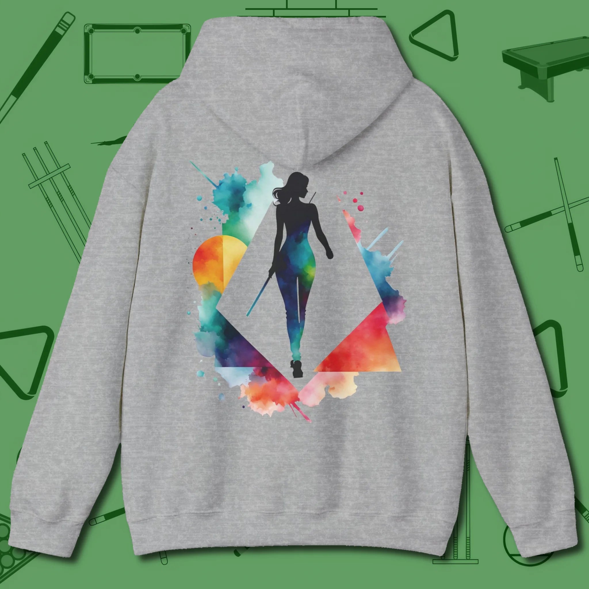 Lady Shooter Majesty Hoodie, back view, in Sport Grey bank-shot confidence