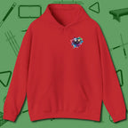 Lady Shooter Majesty Hoodie, back view, in Red power break vibes