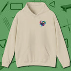 Lady Shooter Majesty Hoodie, front view, in Sand subtle style sharp aim