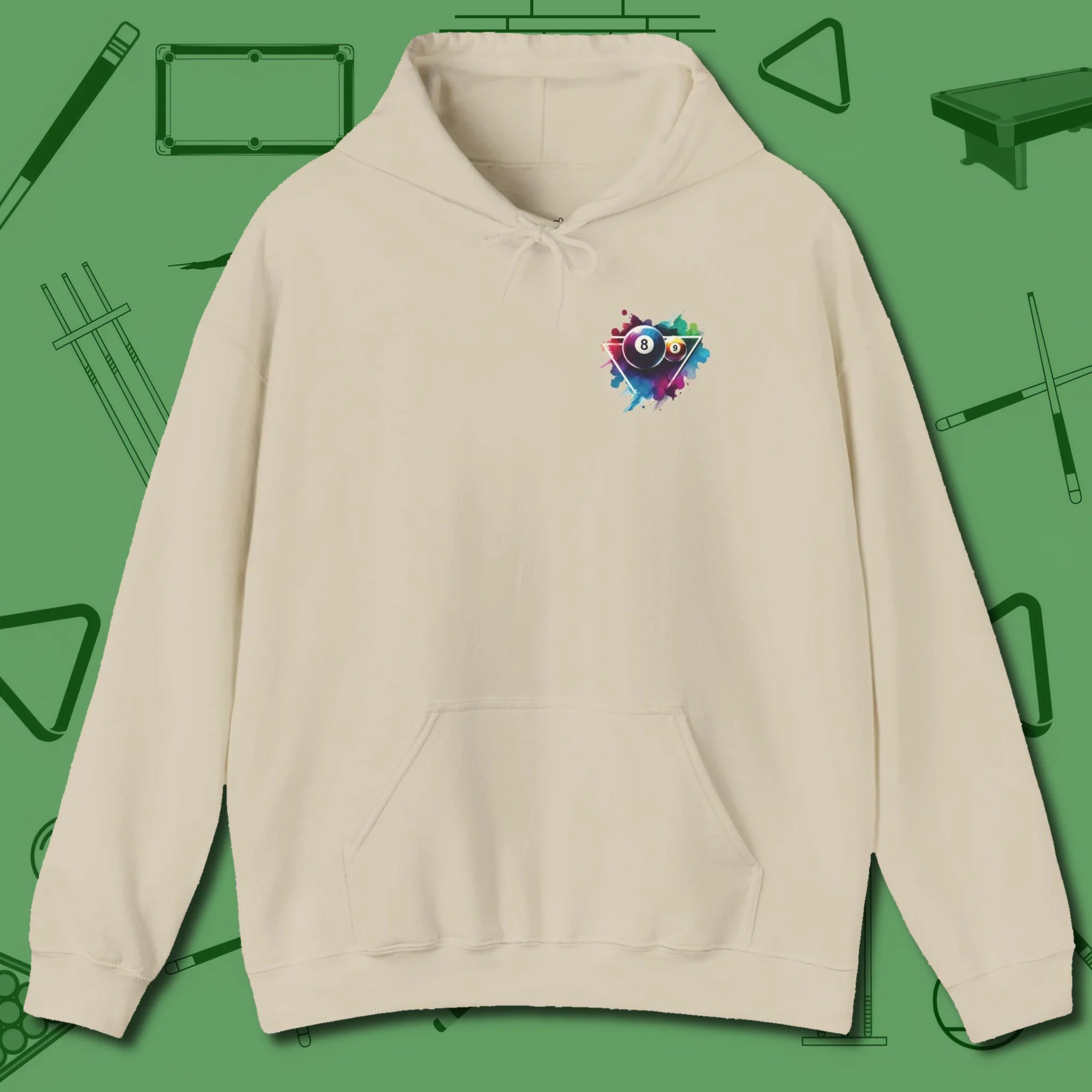 Lady Shooter Majesty Hoodie, front view, in Sand subtle style sharp aim