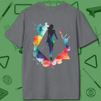 Lady Shooter Majesty T-Shirt, back view, in Graphite Heather bank-shot confidence