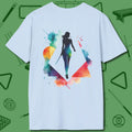 Lady Shooter Majesty T-Shirt, back view, in Light Blue break-and-run mindset