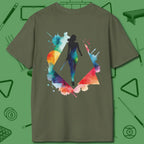 Lady Shooter Majesty T-Shirt, front view, in Military Green tactical pattern play