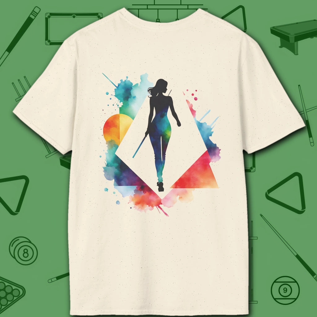 Lady Shooter Majesty T-Shirt, in Natural color, billiards shirt, back view