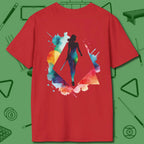 Lady Shooter Majesty T-Shirt, back view, in Red power break vibes