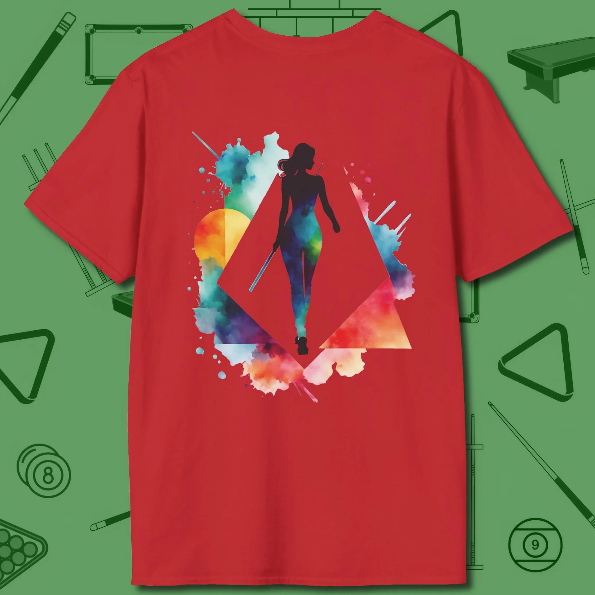 Lady Shooter Majesty T-Shirt, back view, in Red power break vibes