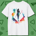 Lady Shooter Majesty T-Shirt, back view, in White call your pocket