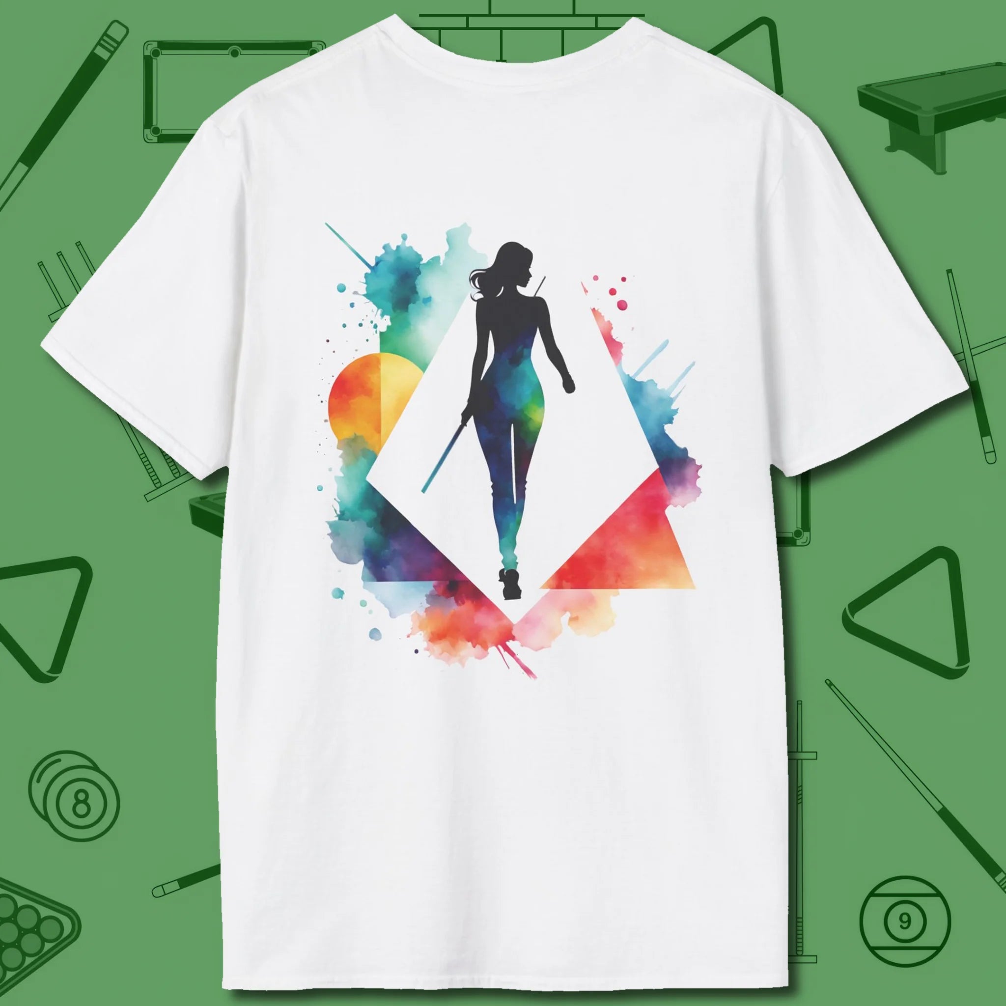 Lady Shooter Majesty T-Shirt, back view, in White call your pocket