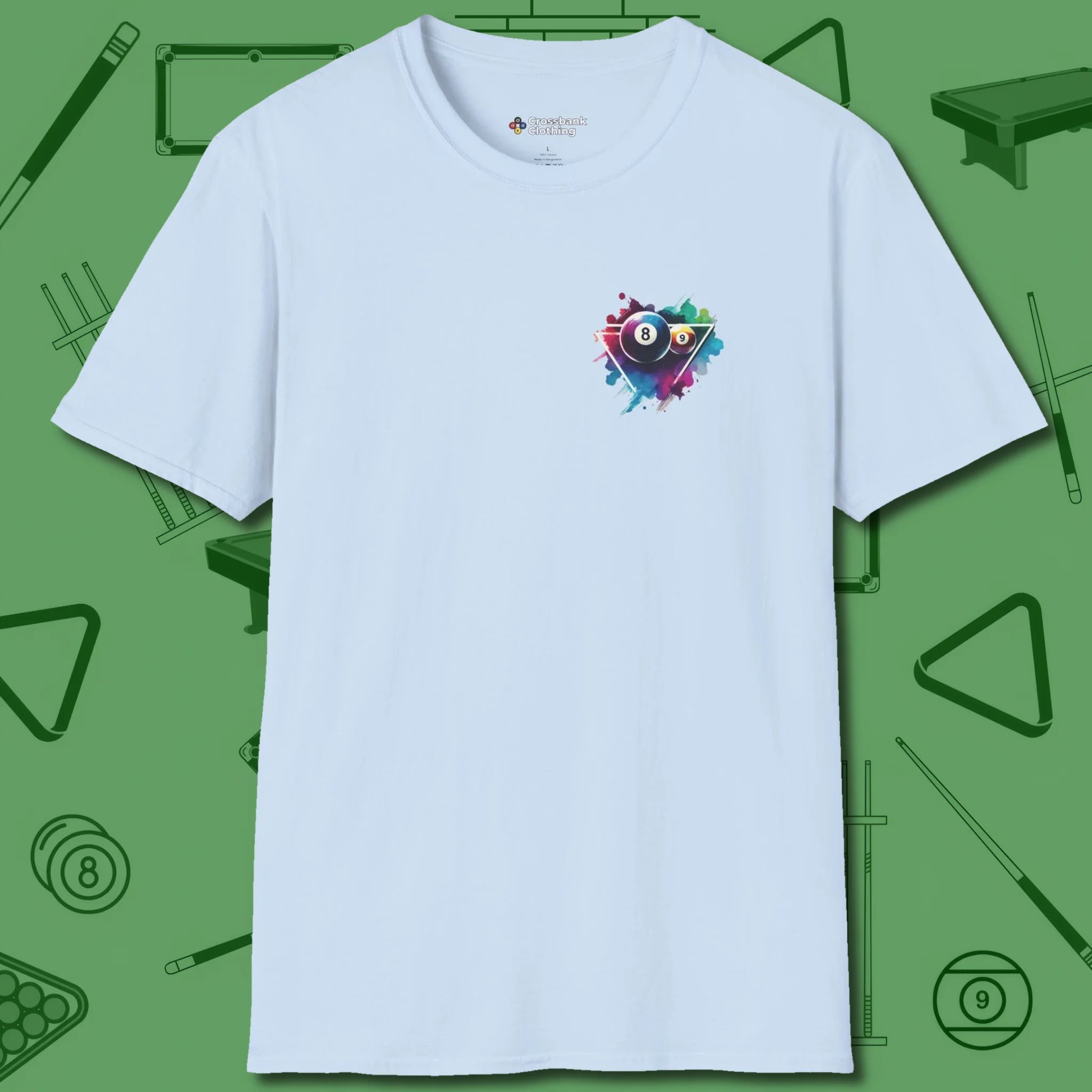 Lady Shooter Majesty T-Shirt, front view, in Light Blue cool table command