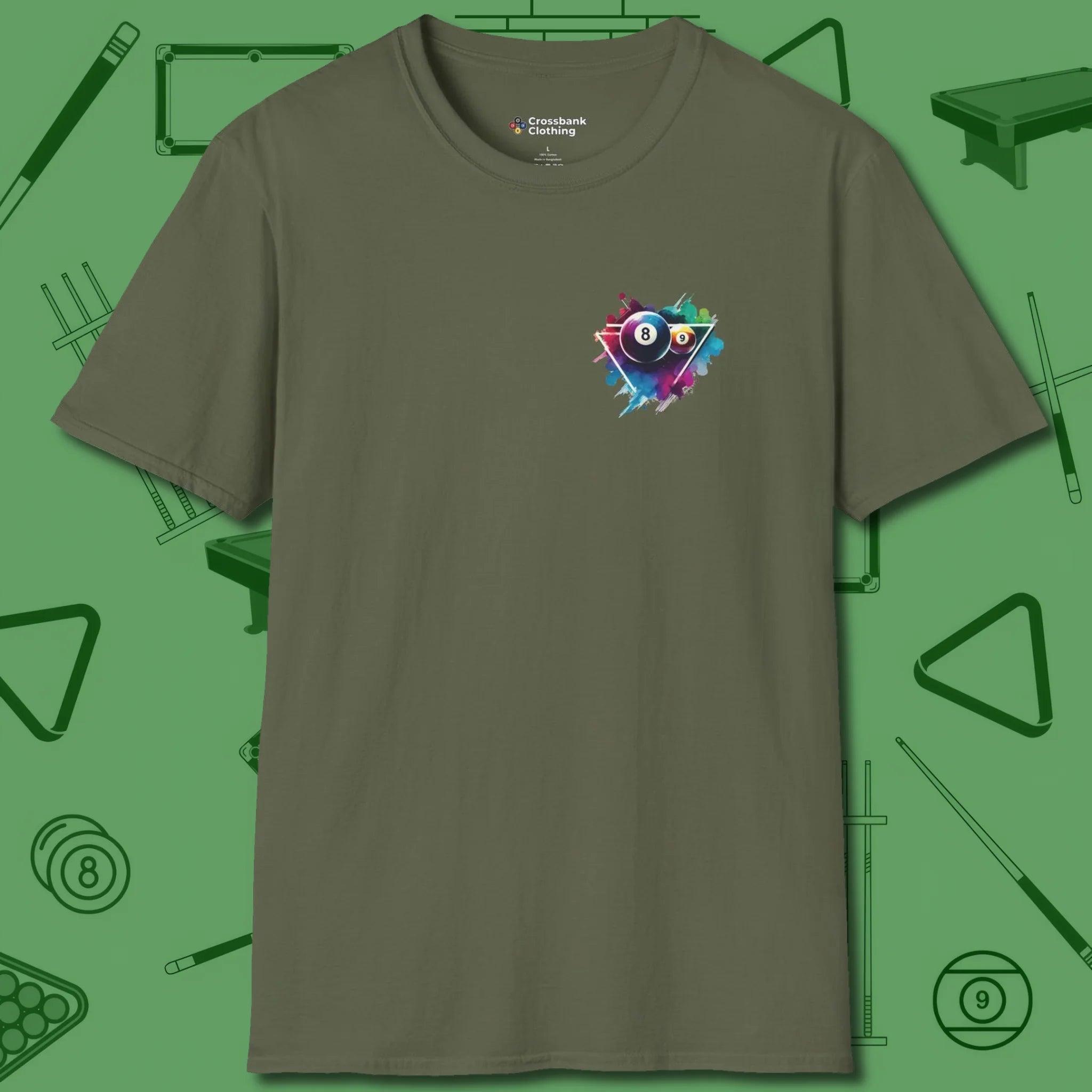 Lady Shooter Majesty T-Shirt, back view, in Military Green safety-first precision