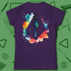 Lady Shooter Majesty Women's Cut Tee, in Purple color, billiards shirt, back view
