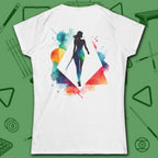 Lady Shooter Majesty Women's Cut Tee, in White color, billiards shirt, back view