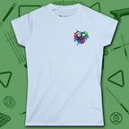 Lady Shooter Majesty Women's Cut Tee, in Light Blue color, billiards shirt, front view