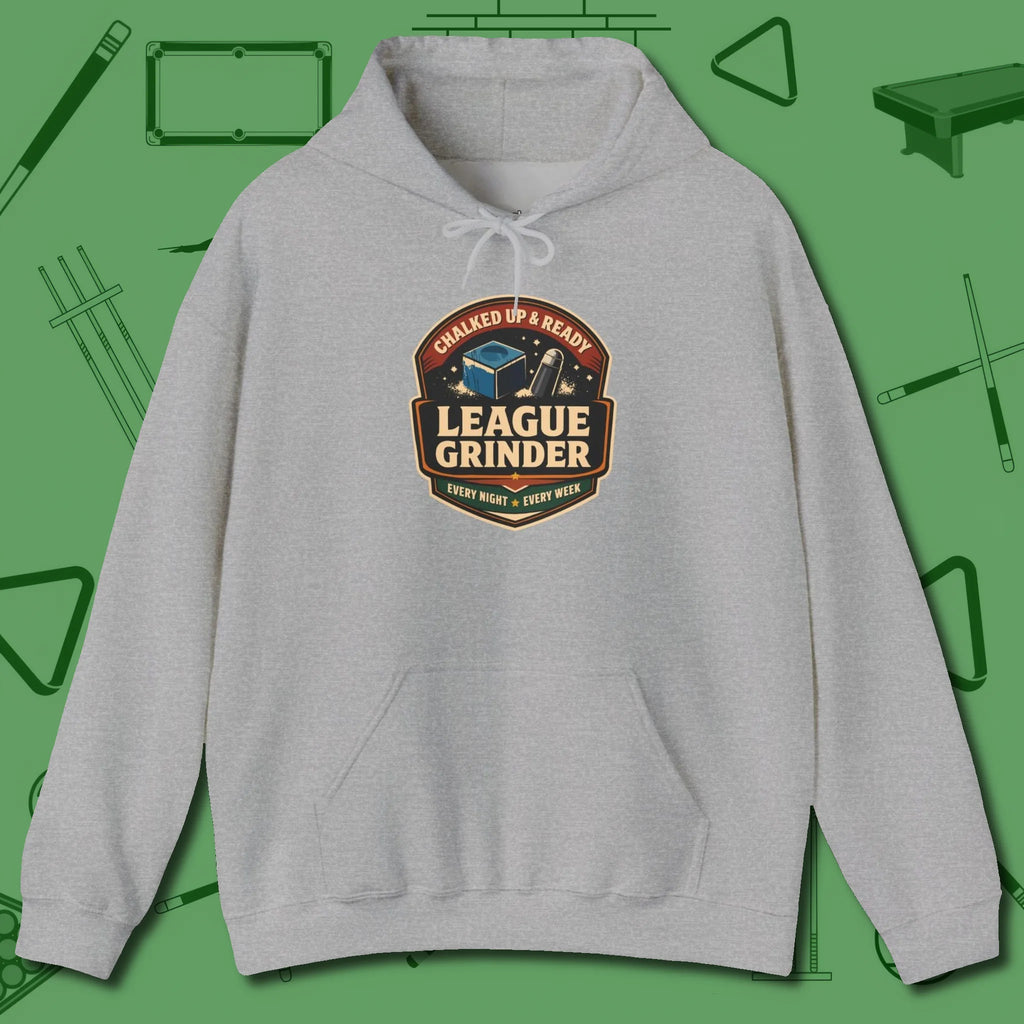 League Grinder Hoodie, front view, in Sport Grey cool under pressure, hot on the eyes