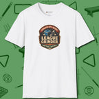 League Grinder T-Shirt, front view, in White confidence stitched in every seam