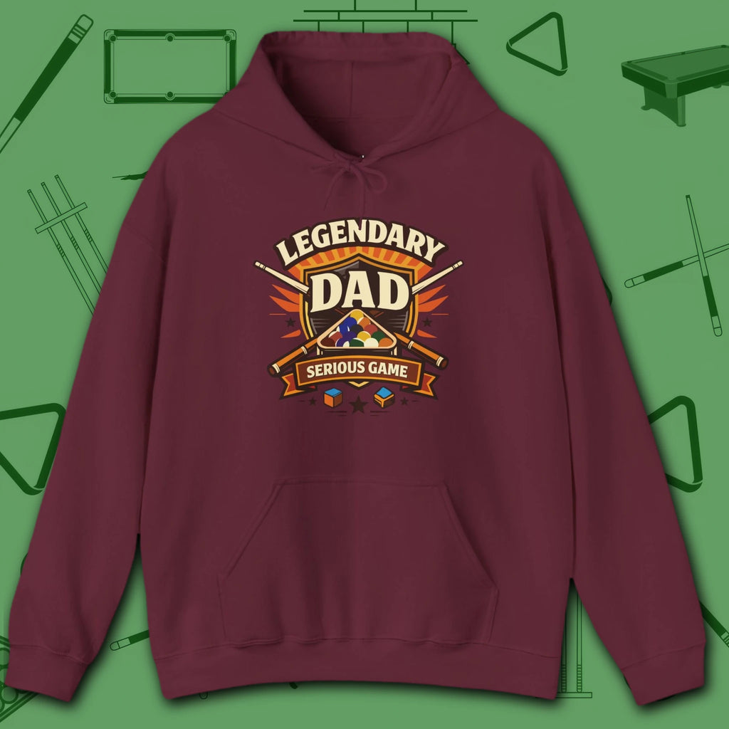 Legendary Dad Hoodie, in Carolina Blue color, billiards hoodie, front view