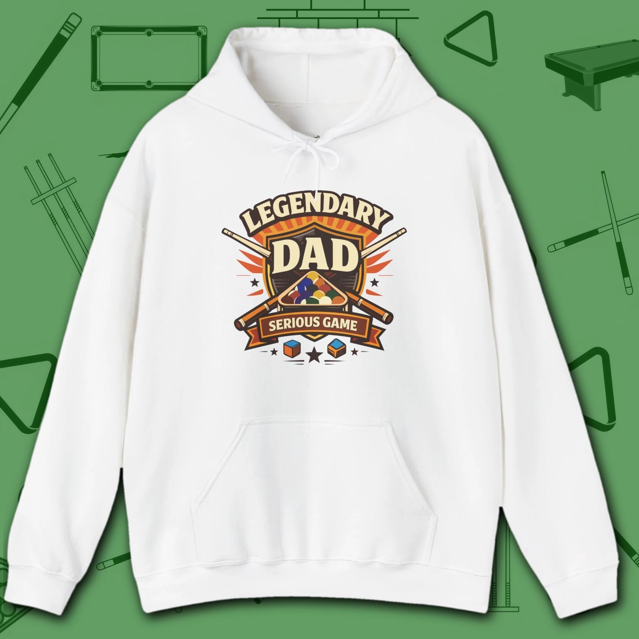 Legendary Dad Hoodie, in Maroon color, billiards hoodie, front view