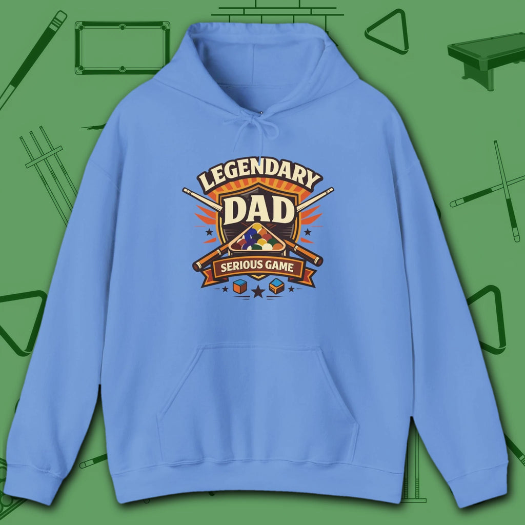 Legendary Dad Hoodie, in Royal color, billiards hoodie, front view
