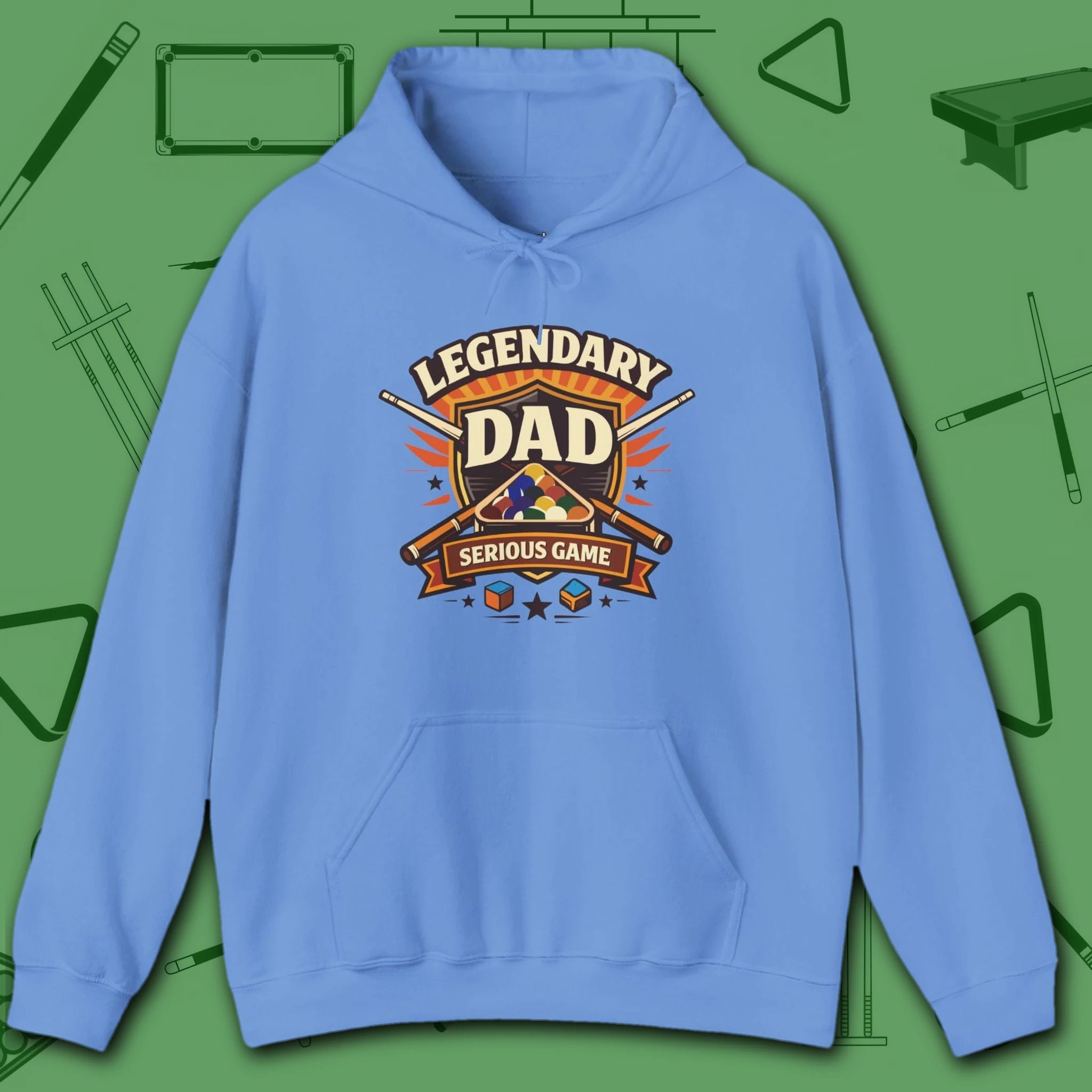 Legendary Dad Hoodie, in Royal color, billiards hoodie, front view