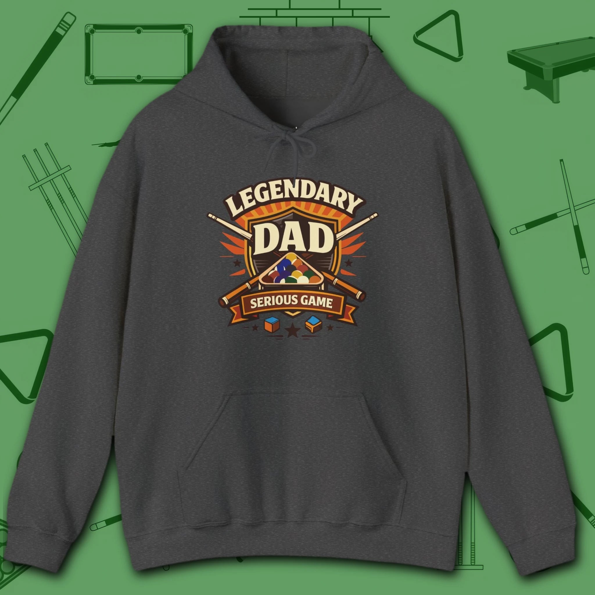 Legendary Dad Hoodie, in White color, billiards hoodie, front view