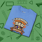 Legendary Dad T-Shirt, in Carolina Blue color, billiards shirt, folded view