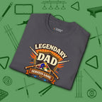 Legendary Dad T-Shirt, in Charcoal color, billiards shirt, folded view