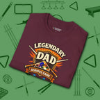 Legendary Dad T-Shirt, in Maroon color, billiards shirt, folded view