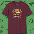 Legendary Dad T-Shirt, in Maroon color, billiards shirt, front view
