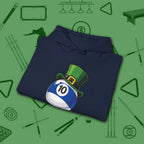 Leprechaun Hat Hoodie, in Navy color, billiards shirt, folded view