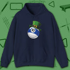 Leprechaun Hat Hoodie, in Navy color, billiards shirt, front view