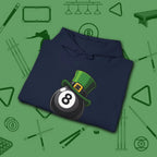 Leprechaun Hat Hoodie, in Navy color, billiards shirt, folded view