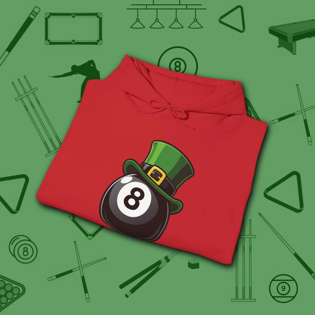 Leprechaun Hat Hoodie, in Red color, billiards shirt, folded view