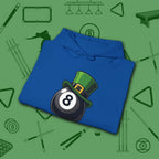 Leprechaun Hat Hoodie, in Royal color, billiards shirt, folded view
