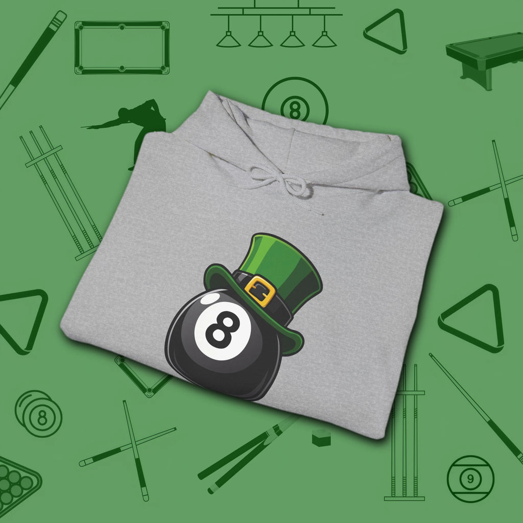 Leprechaun Hat Hoodie, in Sport Grey color, billiards shirt, folded view