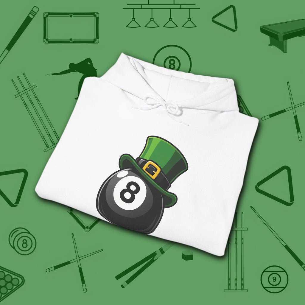 Leprechaun Hat Hoodie, in White color, billiards shirt, folded view